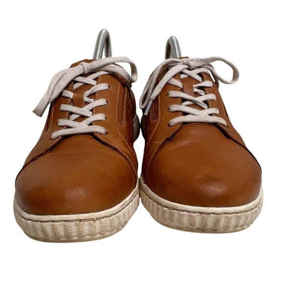 Clarks Collection Caroline Ella Leather Casual Sneakers Sz 10 M Cognac Comfort - Picture 3 of 16